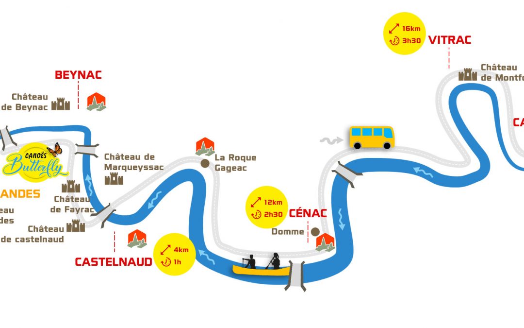 Our 4 canoe routes on the Dordogne