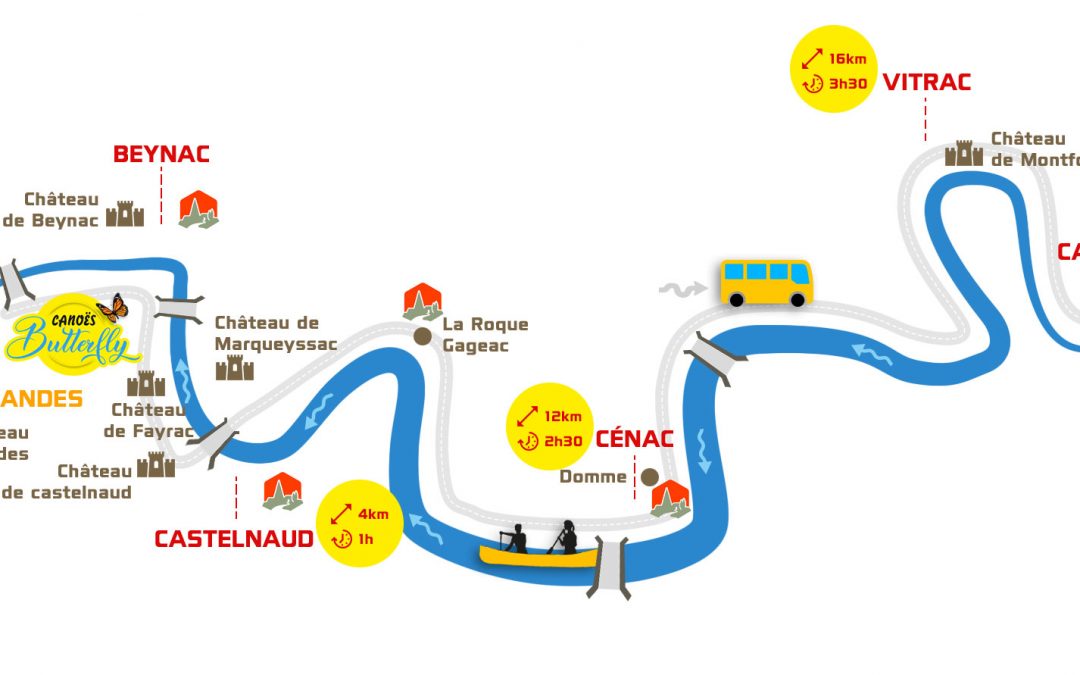 Onze 4 kanoroutes op de Dordogne